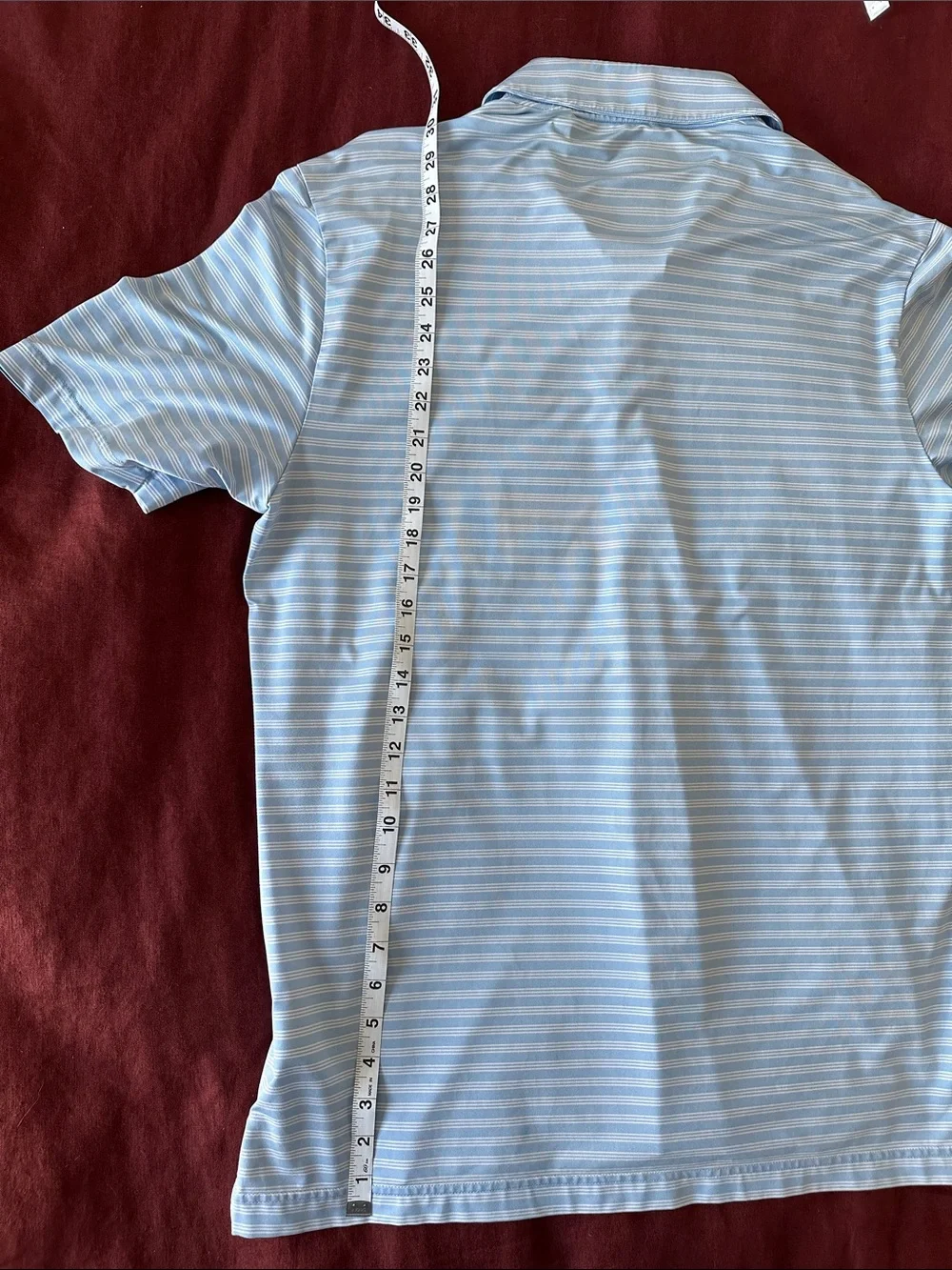 adidas Light Blue & White Striped Polo Shirt